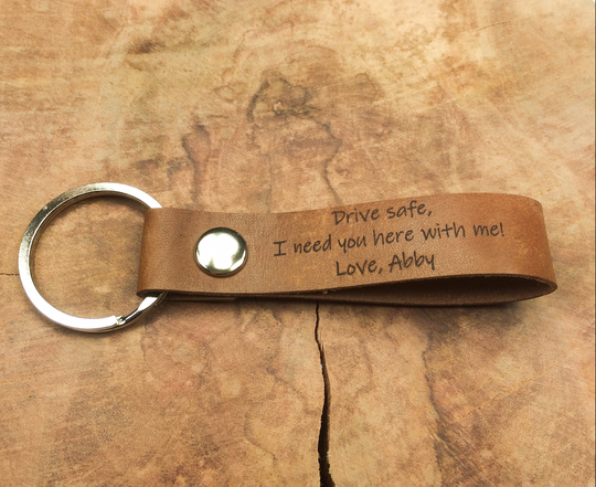 Drive Safe, I Need You Here With Me Keychain, Personalised Leather Keyring, Laser Etched Gift, New Driver Long Distance Relationship