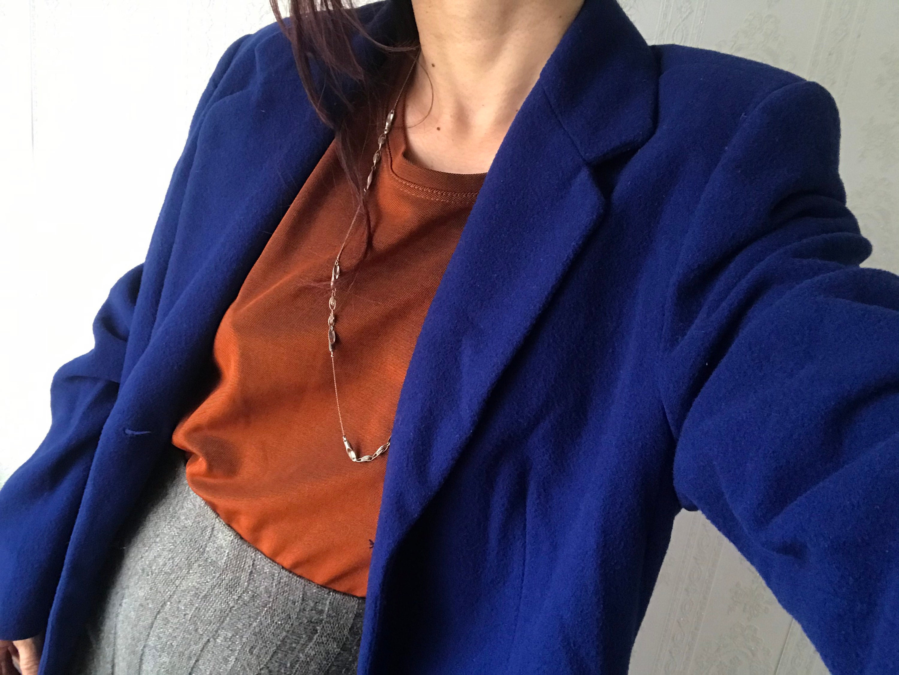 Vintage Royal Blue Cashmere Blend Long Sleeve Blazer/ Top/ Jacket/ Tall M - Xl