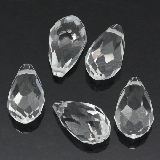 10 Crystal Glass Teardrop Pendant Beads, Top Drilled, 13x8mm Bgl0576