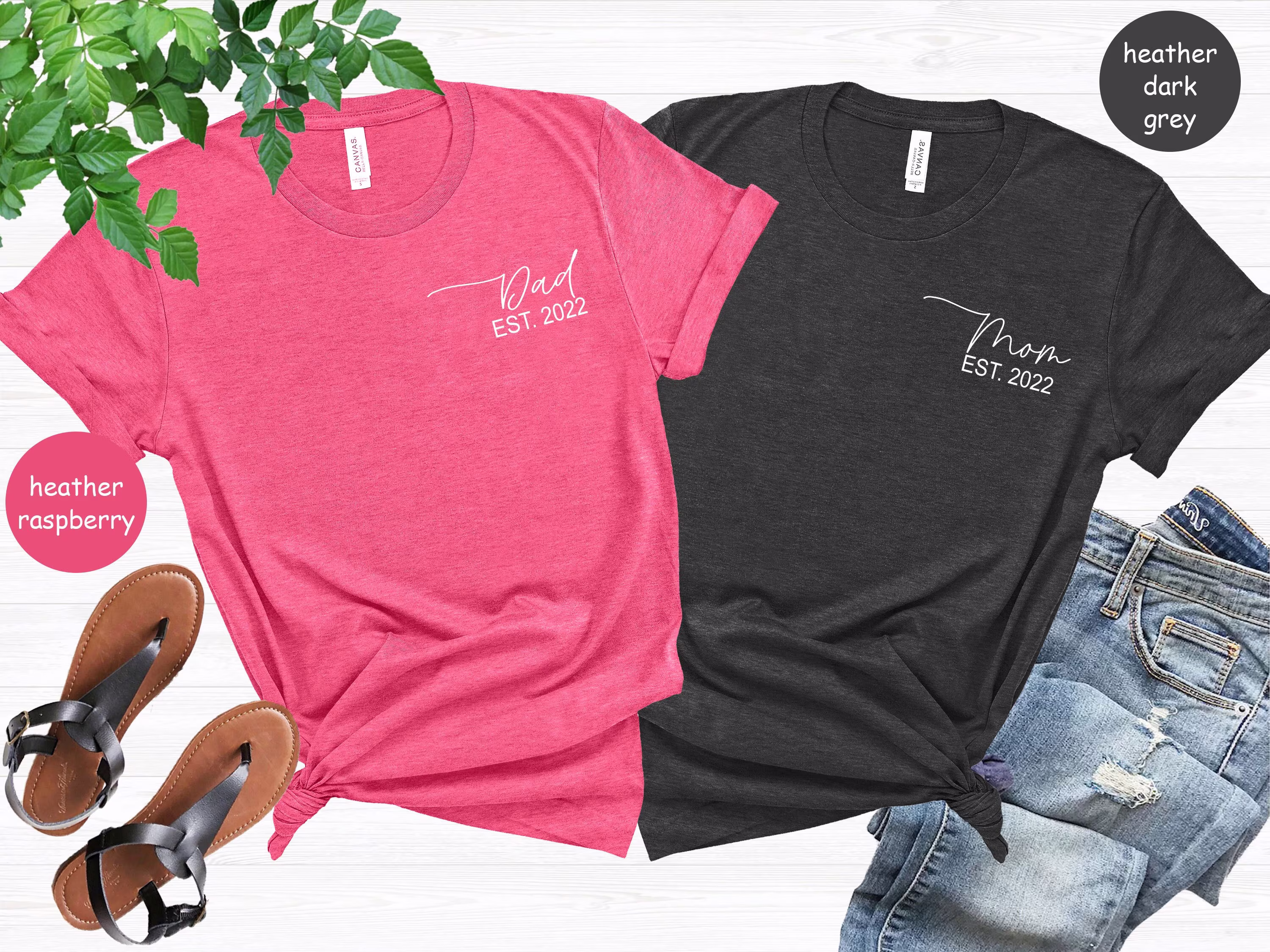 Matching Family Shirt, Mother's Day Father's Mom Est Dad Custom Mommy & Daddy Tshirt, Announcement Tee