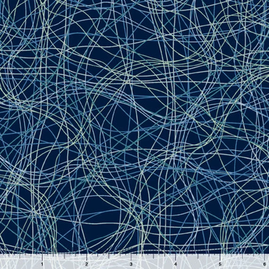 Linework Blender Texture in Dark Blue From Extraordinary Elephants Collection By Qt Fabric - 100% Cotton - You Choose The Cut