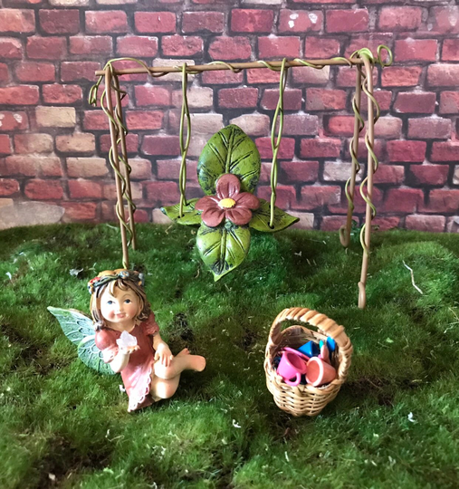 Fairy Garden Swing Picnic Fairy Figurine Set 15 Pieces Colorful Miniature Dishes