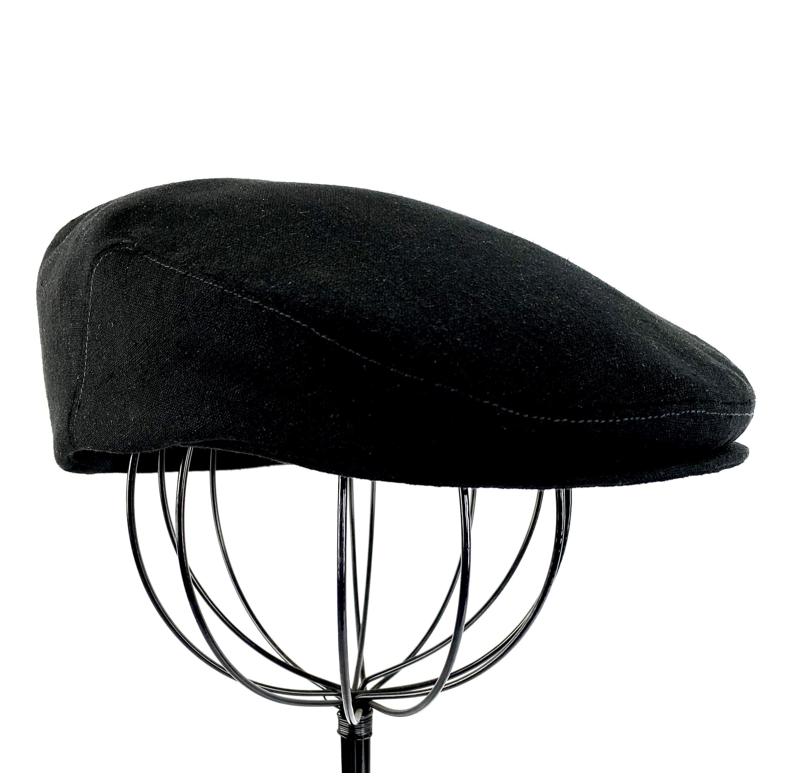 Men's Black Linen Cotton Blend Jeff Cap, Ivy Driving Cap For Men, Women, & Children