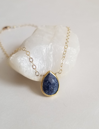 Sapphire Necklace, Pendant, Gift For Sister, September Birthday Gift, Layering Birthstone, Raw