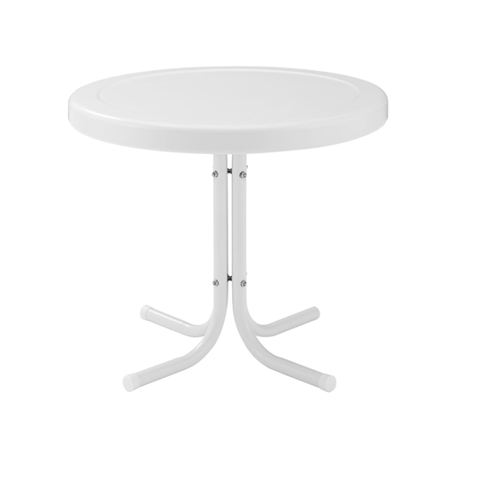 Metal Mid Century Durresi Outdoor Patio Accent Table: White by World Market