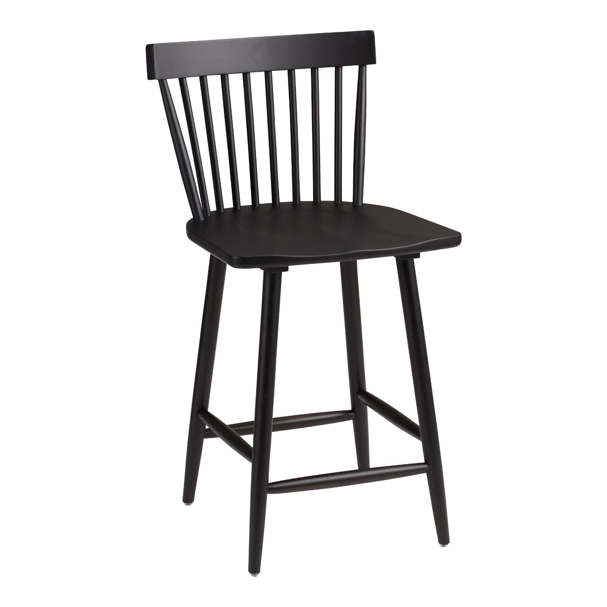 Black Wood Windsor Style Kamron Counter Stool Set of 2 by World Market