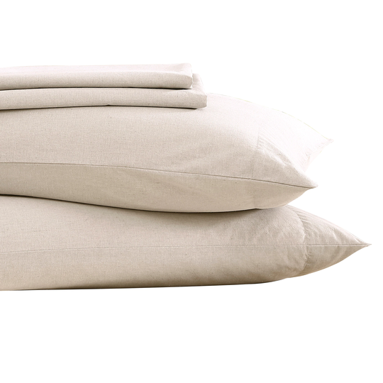 Brielle Home Montauk Full 144-Thread Count Cotton Polyester Blend Heather Taupe 4-Piece Bed Sheet in Brown | 807000275922