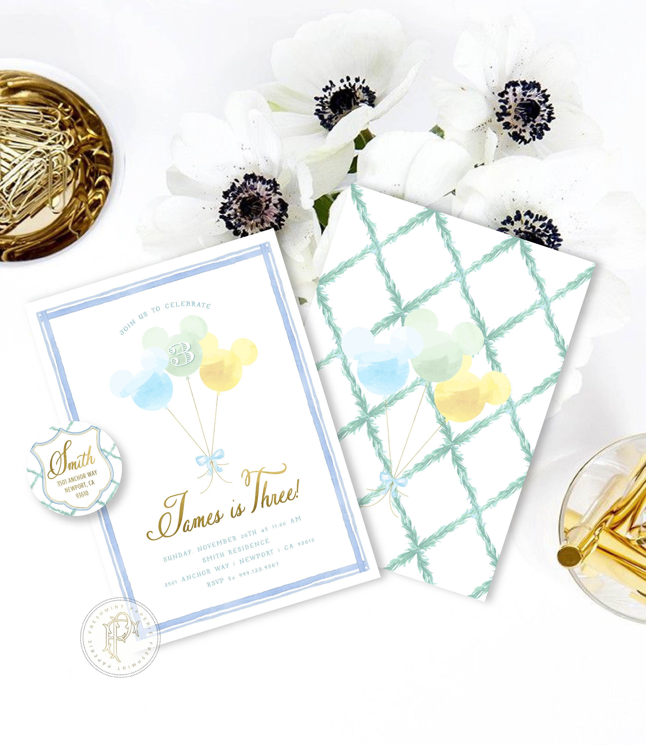 Mickey Mouse Invitation - Birthday Classic Balloon Printable Balloons