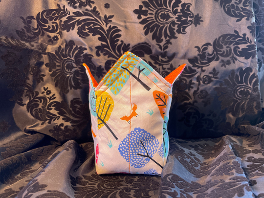 Ice Cream Cozy Bowl Buddy Ramen Soup Holder Summer Trees & Foxes On White With Orange Polka Dots