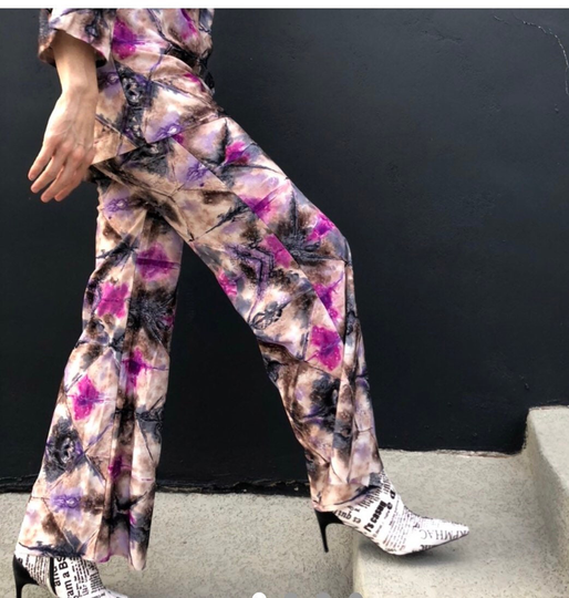 2 Piece Tie-Dye Print Vintage Polyester 70S Top N Pants Set