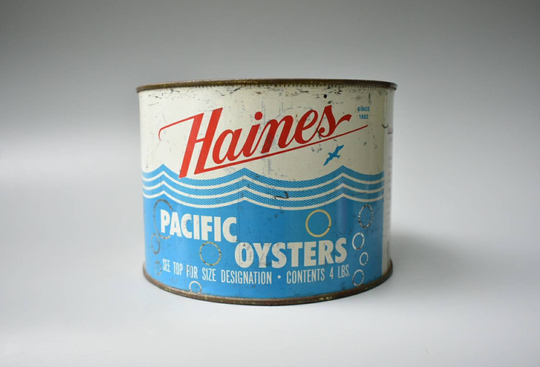 Oyster Tin Haines Half Gallon Advertising Can From Seattle Washington