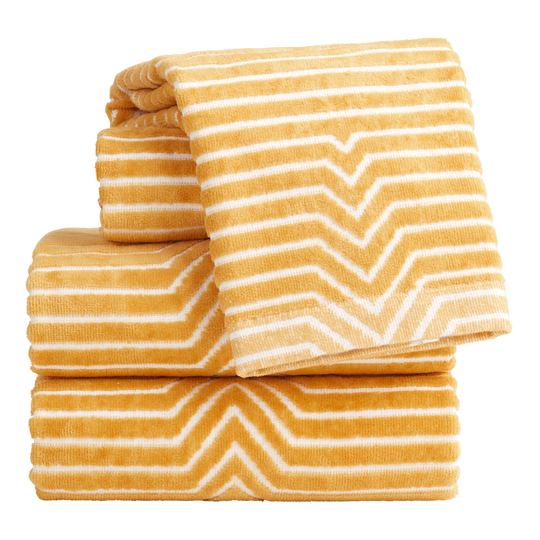 Mustard And White Sculpted Geo Allura Towel Collection by World Market