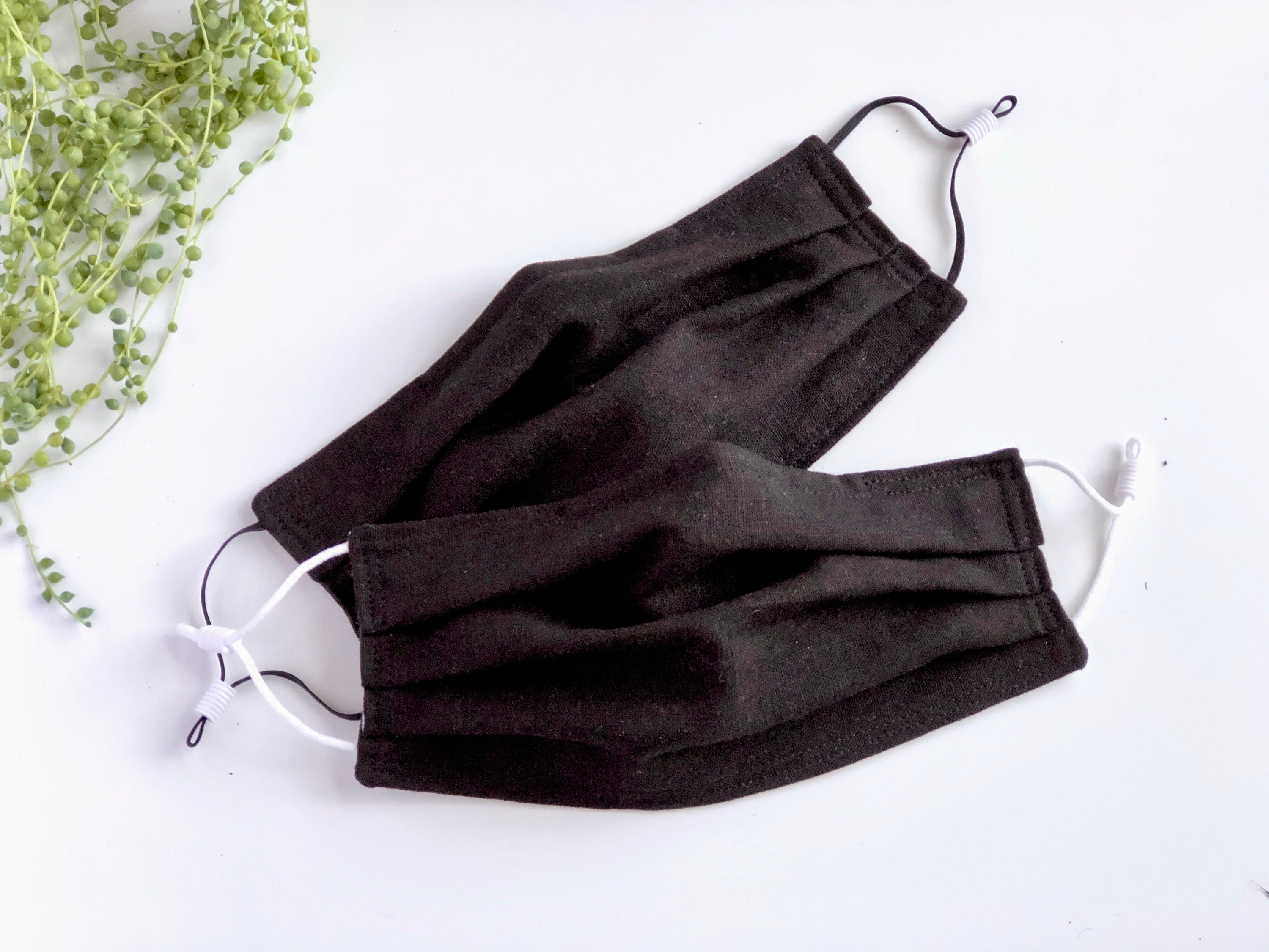 The Original Black - Linen Blend Face Mask With Adjustable Elastics & Nose Bridge