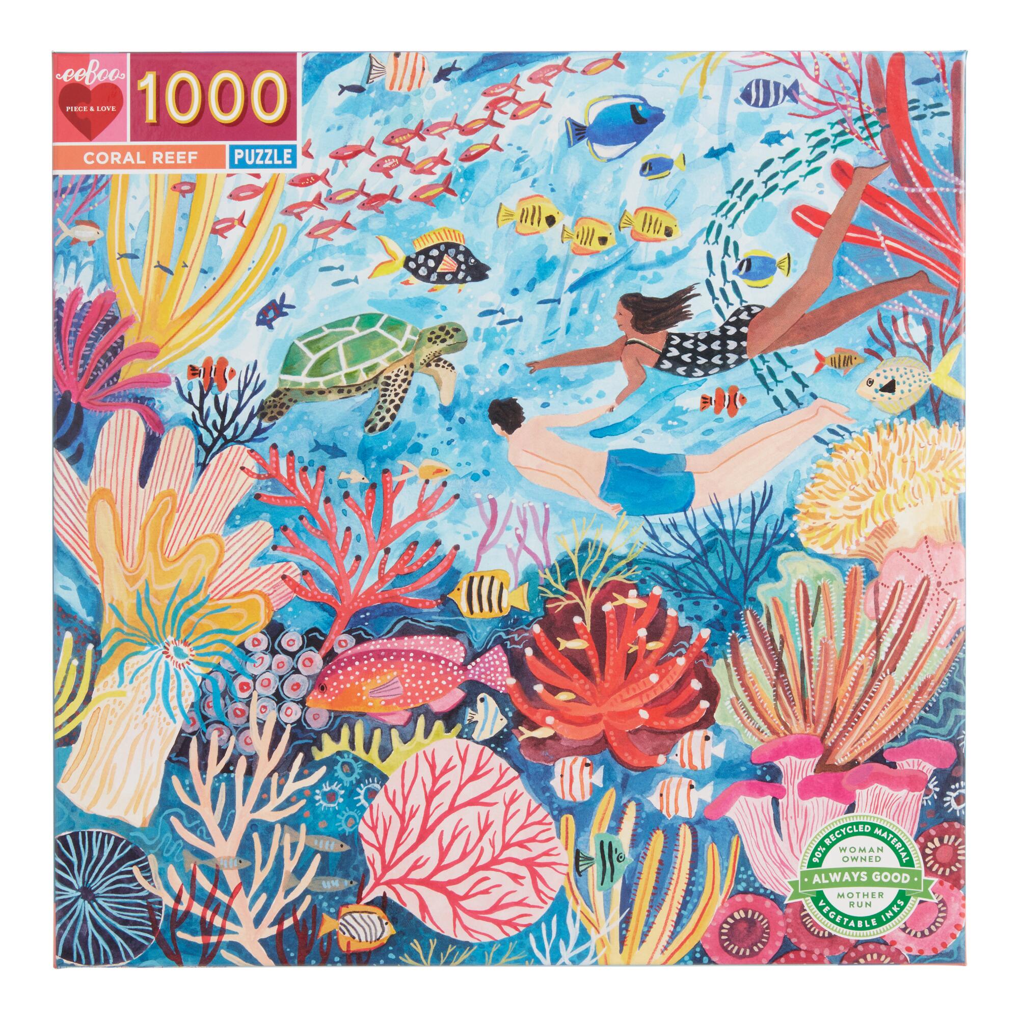 Eeboo Coral Reef 1000 Piece Puzzle: Multi - Recycled Paper by World Market