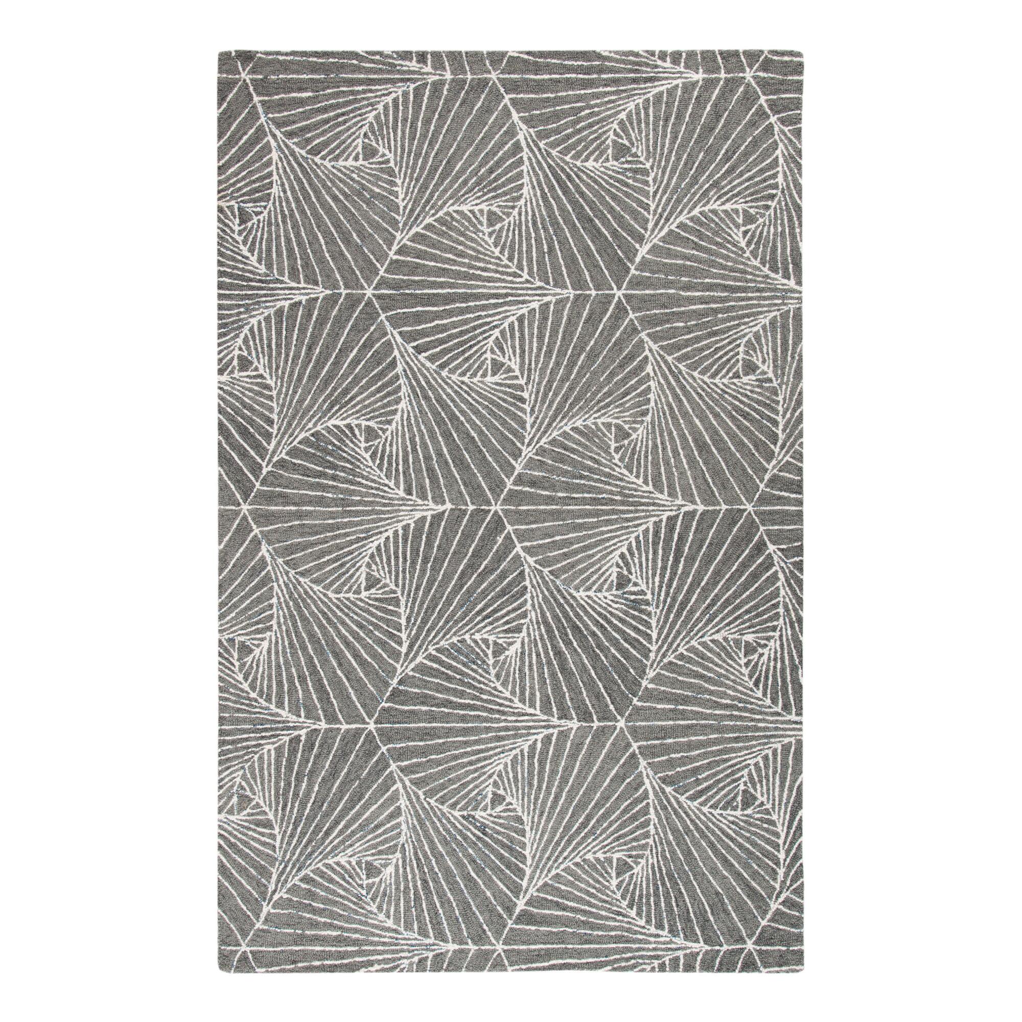Gray and Ivory Abstract Tufted Wool Anita Area Rug - 5' x 8' by World Market