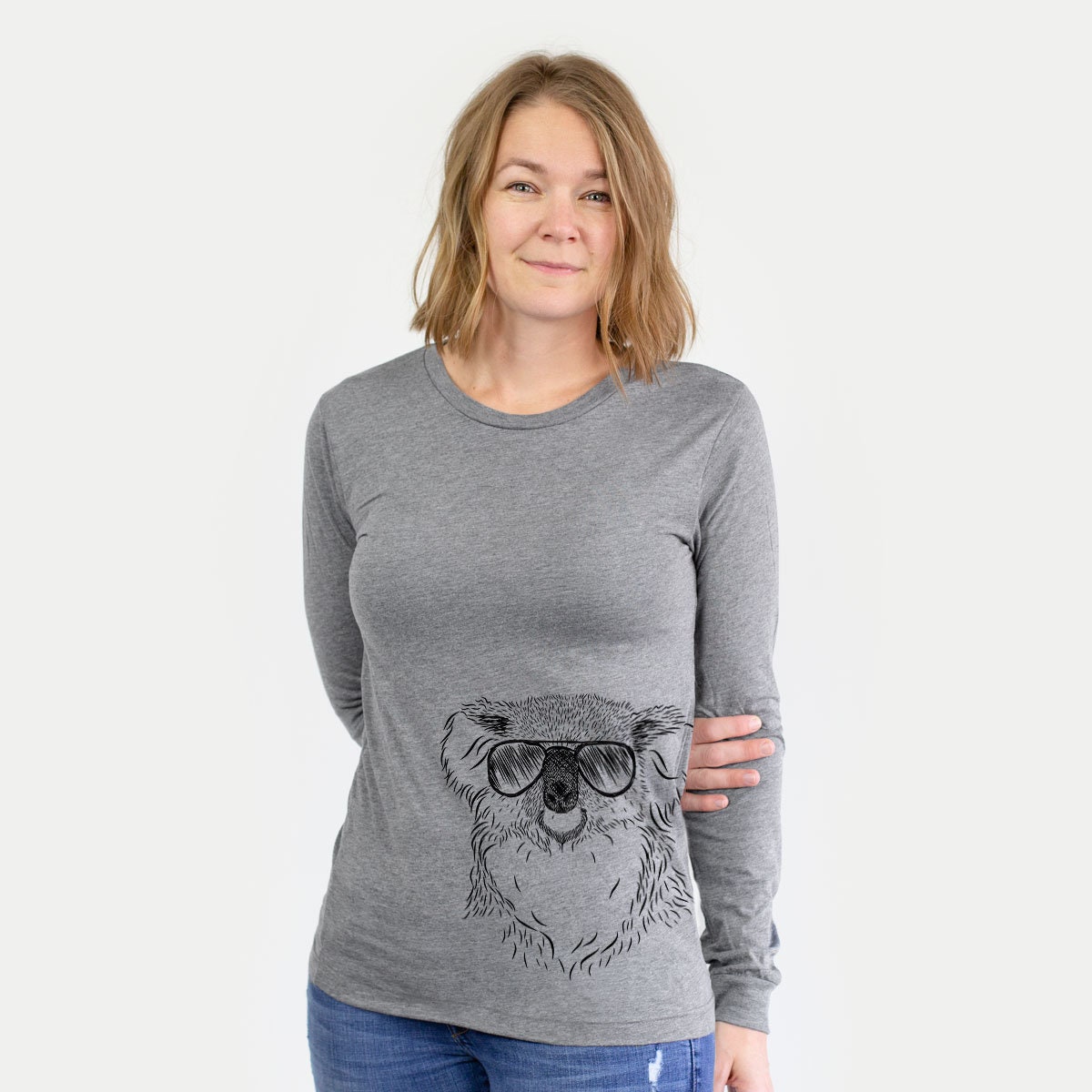 Bentley The Koala - Long Sleeve Tri-Blend Unisex Crew Shirt Grey Dog Lover Gift