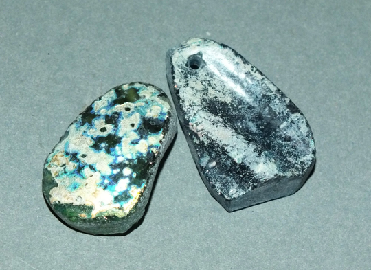 Two Small Ancient Roman Glass Pendants Afghanistan Free Shipping