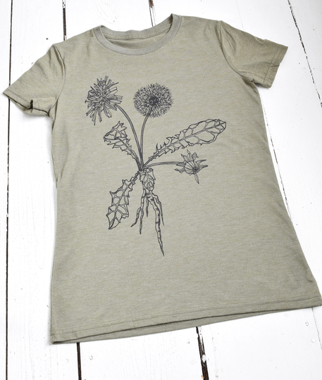 Women's Dandelion T Shirt - Organic & Recycled Tri-Blend Plant T-Shirts Eco Fashion Slow Botanical Tee