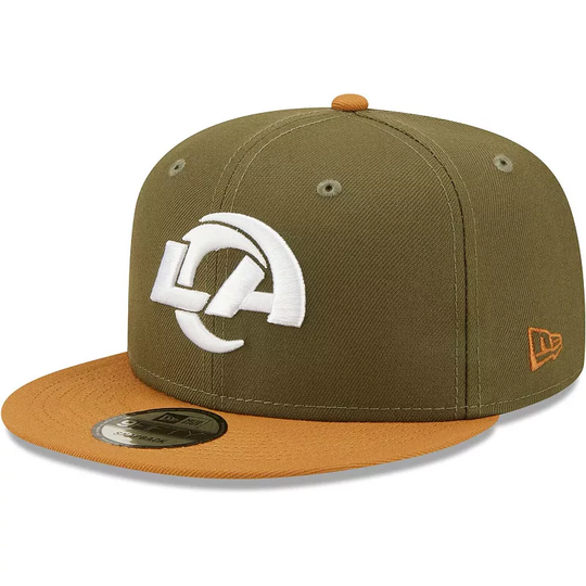 Men's New Era Olive/Brown Los Angeles Rams Two-Tone Color Pack 9FIFTY Snapback Hat, LAR Team