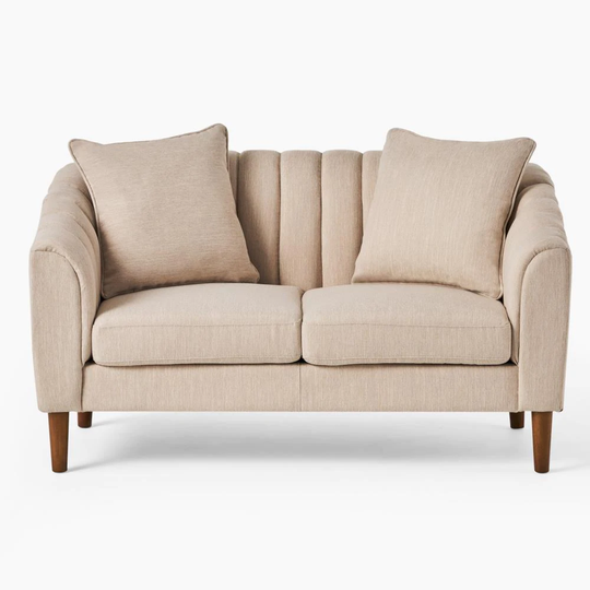 Best Selling Home Decor Gama Modern Beige and Dark Walnut Polyester/Blend Loveseat in Off-White | 312365