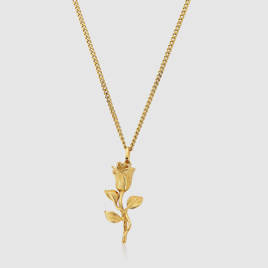 18K Gold Rose Boyfriend Gift Girlfriend For Her Pendant Chain Mens Flower Necklace Lifetime Warranty