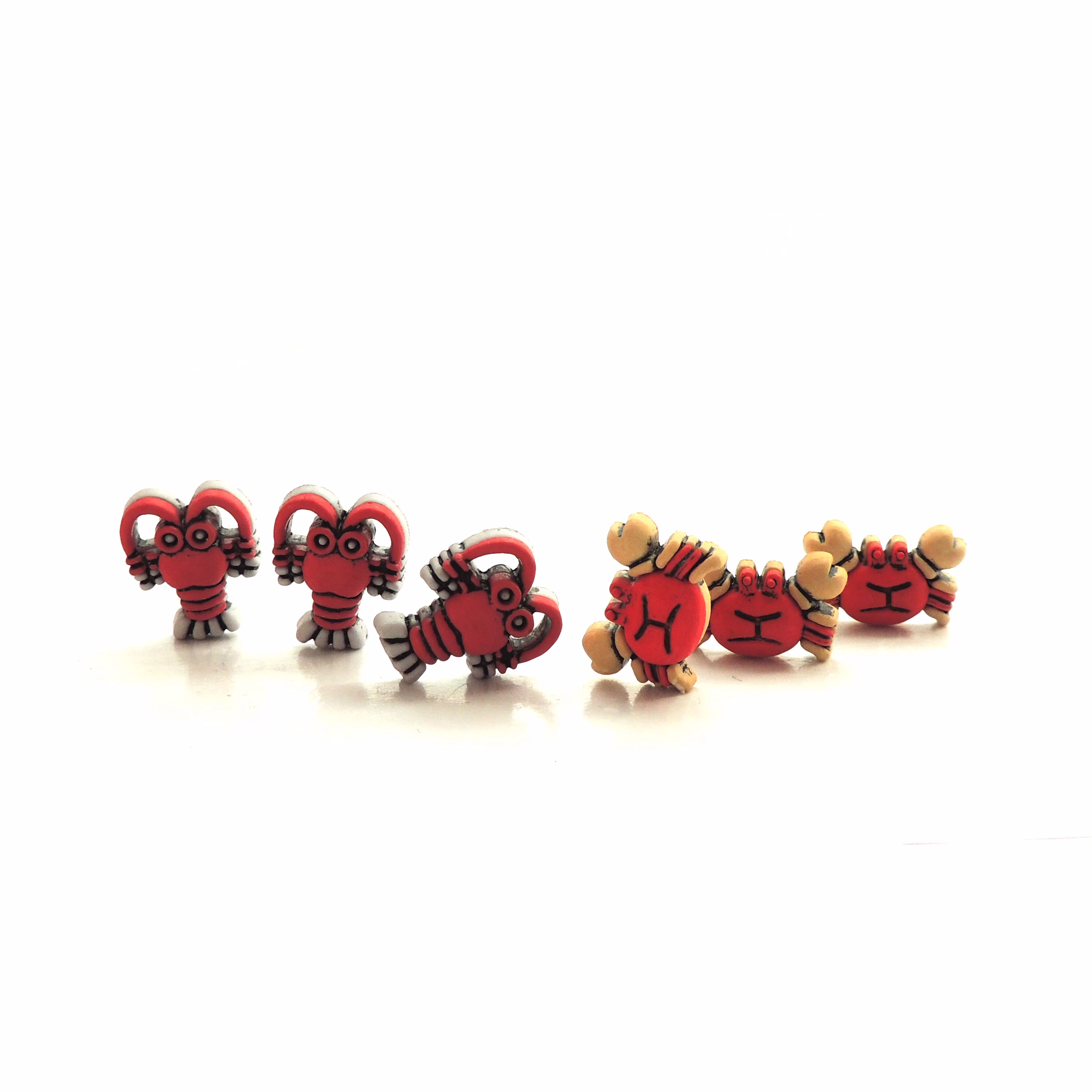 Crab & Lobster Buttons By Galore - Novelty Sea Creature Embellishments Set Of Six