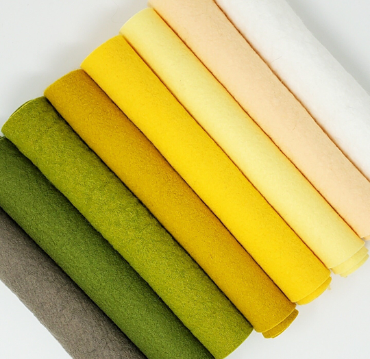 Hand Washed Merino Wool Blend Felt 8 Sheets 9"x12" Collection Mossy Meadow