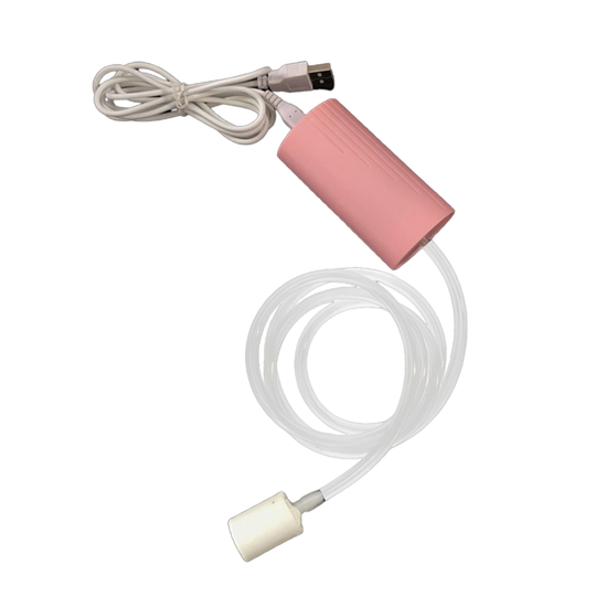 1 Set Aquarium Air Pump with Air Stone Silent USB Power Mini Fish Tank Oxygen Pump for Outdoor Fishing - pink