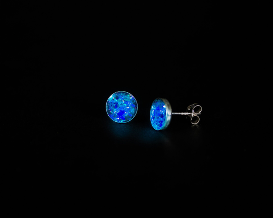 Meteorite Megalodon Glow Earrings, Earrings, Silver Stud Made With Real