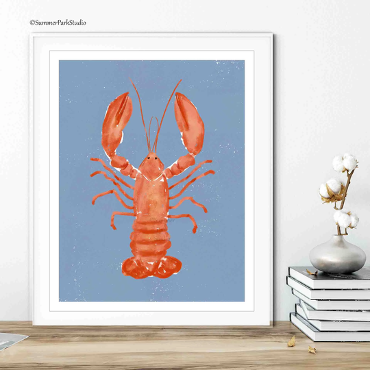 Lobster Art Print, Seafood Wall Art, Tail, Lake House Decor, Kitchen Chef, Loves To Cook Seafood, Fish Poster Paper Print