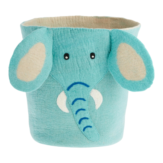 Blue Felt Elephant Basket - Large by World Market