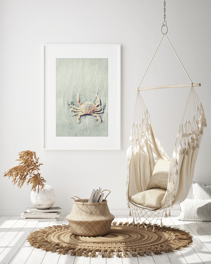 Crab Photography Art, Coastal Wall Decor, Beach Print, Seafood Sand Boho Seascape, Cottage Decor - "Crabby"