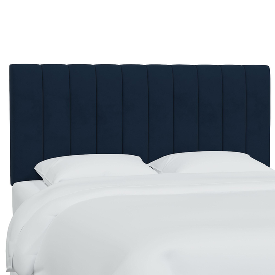 Velvet Channel Tufted Reese Upholstered Headboard: Blue - Queen Headboard by World Market