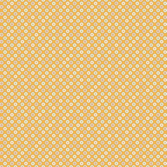 Lori Holt Cook Book Fabric By Riley Blake - Small Yellow & White Circle The 1/2 Yard Or Fat Quarter