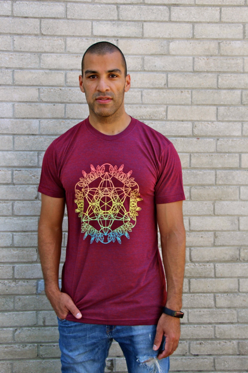 Crystal Metatron Sunset Ombre Tri-Blend Tee