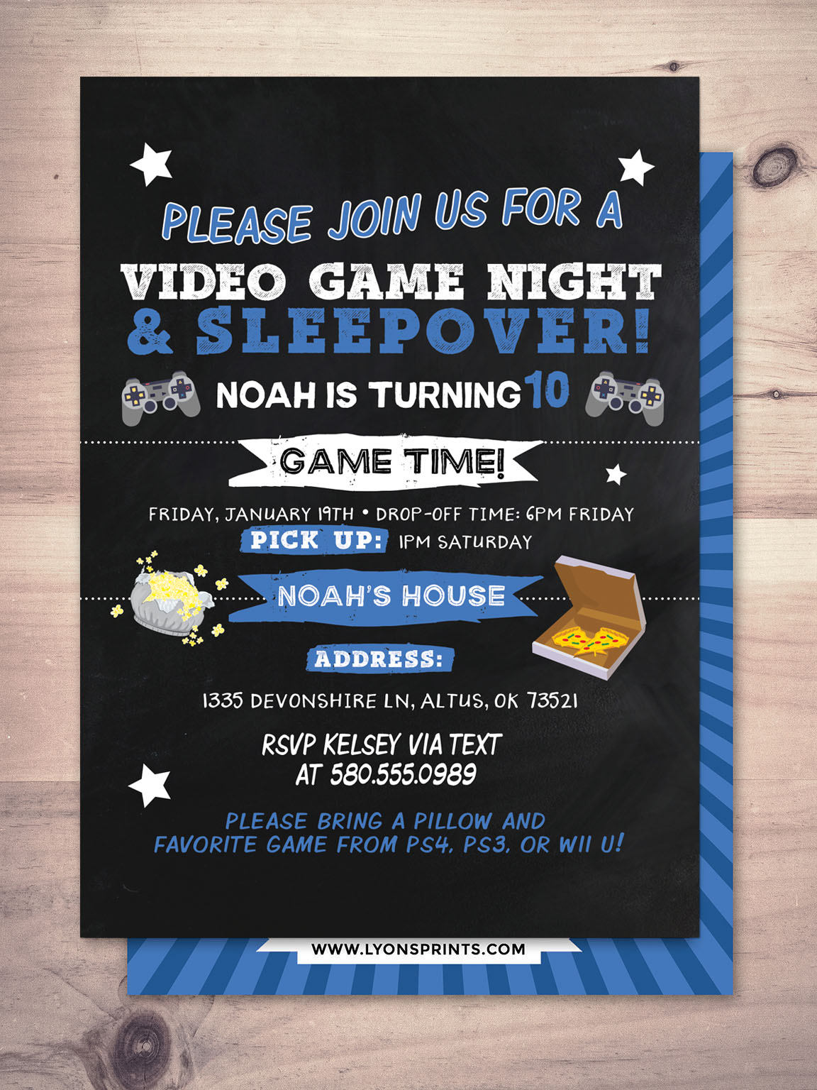 Sleepover Party Invitation/Boy Birthday Invitations Sleepover Super Hero Comic /Video Game