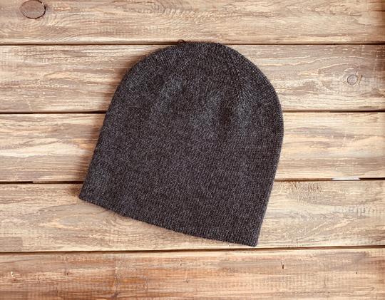Mens Alpaca Blend Hat, Unisex Adult Beanie, Black Reversible Skull Cap, Man Winter Teen Knitted Cap