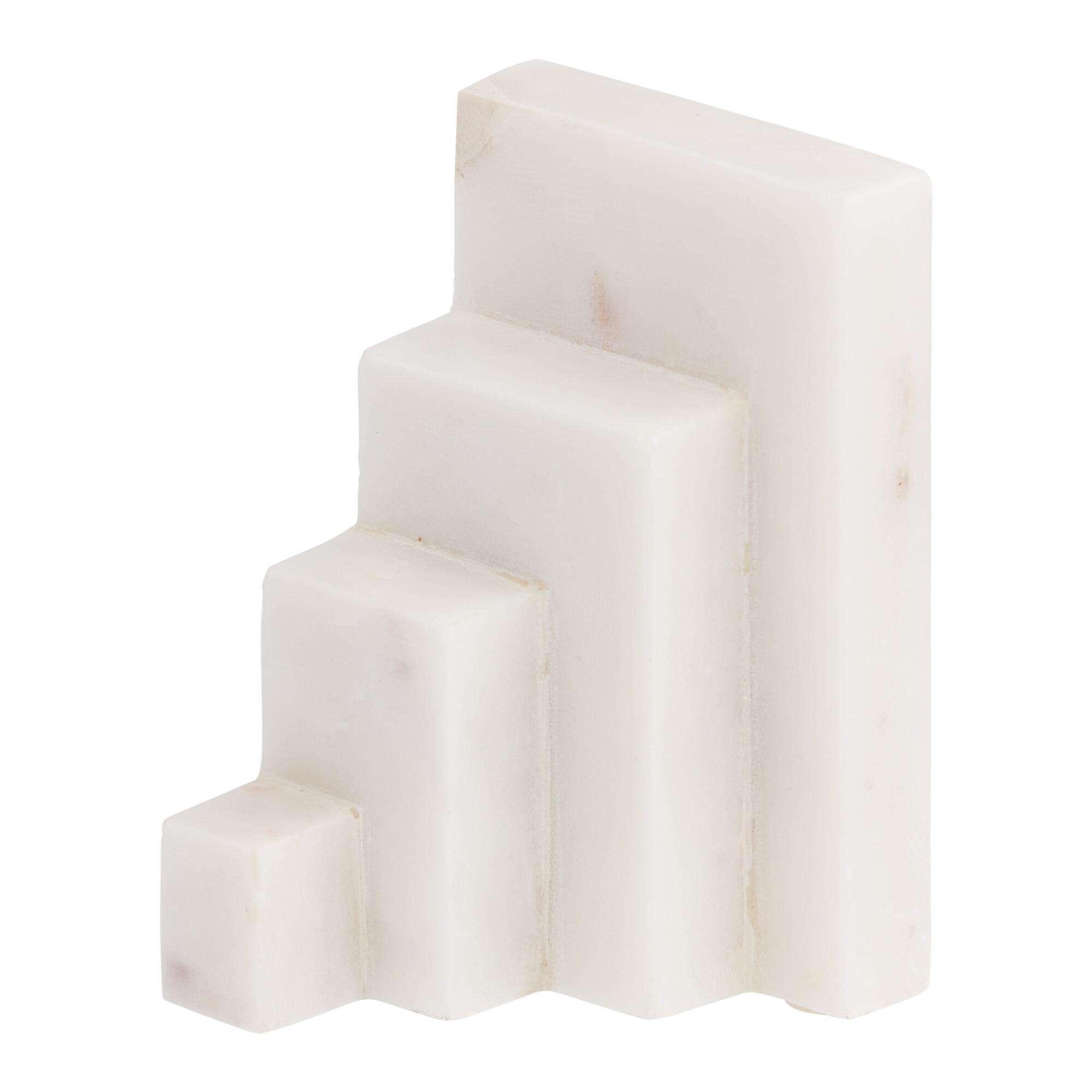 White Marble Stacked Bookends: Gray/White by World Market