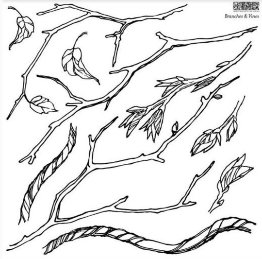 Ios Branches & Vines Stamp Iron Orchid Designs Twigs, Floral, Flowers, Garden Stamp