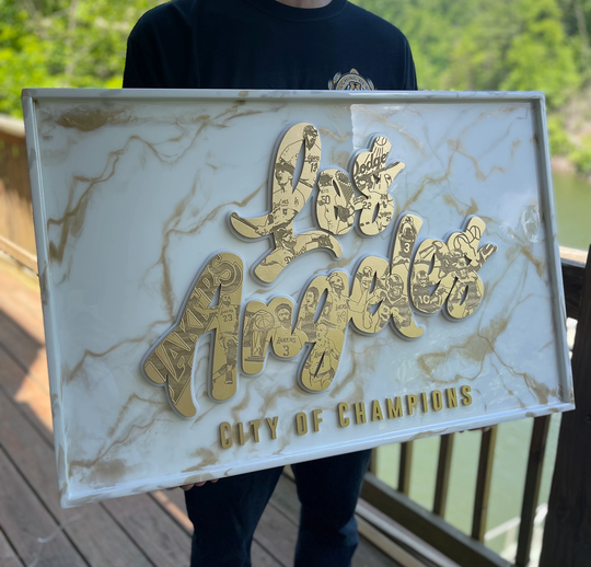 La City Of Champions Led Light Up Sign | Marble Epoxy