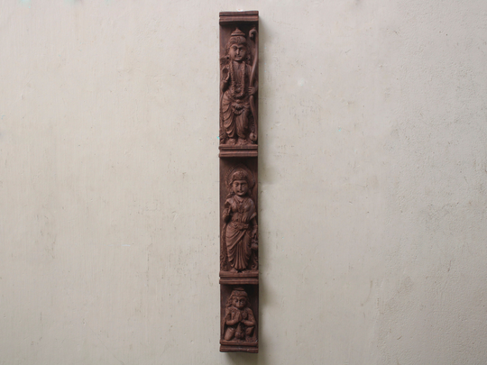 Sri Ram Sita Hanuman Wall Panel Statue Shri Rama Seeta Hanging Sculpture Vertical Temple Carving Rosewood Figurine Hindu Home Decor