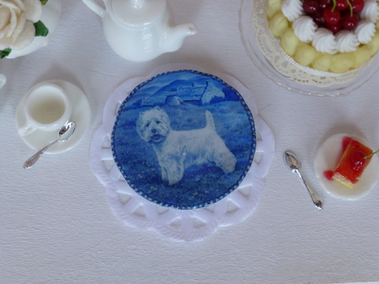Westie in The Field Dollhouse Plate