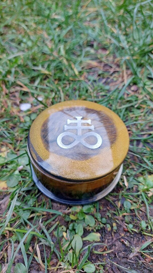 Handmade Resin Small Box With Stainless Steel Leviathan Cross Pentagram Baphomet Satan Symbols