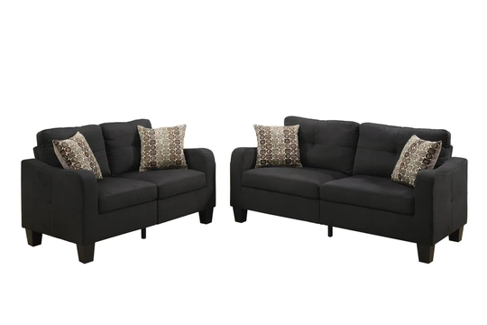 Poundex Spencer Modern 2-Piece Polyester/Polyester Blend Black Living Room Set | F6922