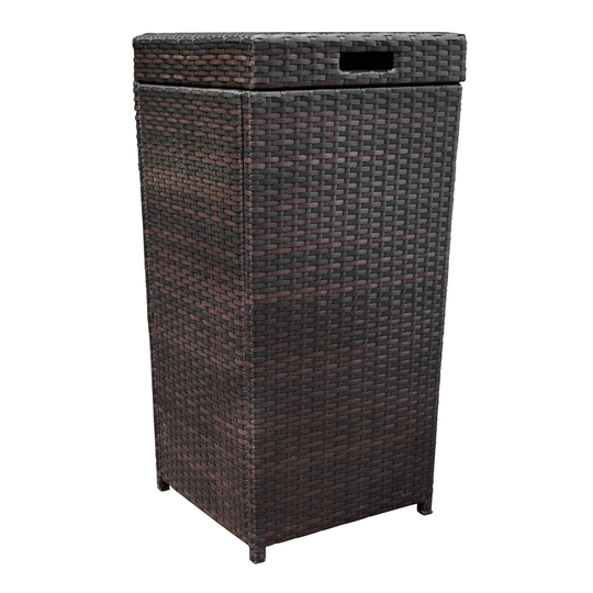 Espresso All Weather Wicker Pinamar Outdoor Patio Trash Can - Resin by World Market