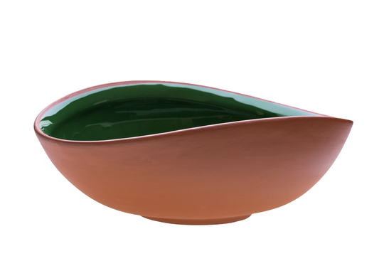 24 cm | 9.4" Moss Green Terracotta Salad Or Fruit Bowl Handmade Pottery Collection Earth