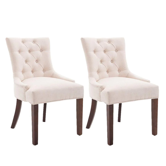 Clihome Set of 2 Dining Chair Contemporary/Modern Polyester/Polyester Blend Upholstered Dining Side Chair (Wood Frame) in Off-White | ZB-PH-009-2-CM