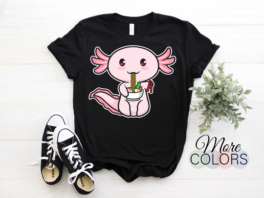 Axolotl Ramen Japanese Noodles Bowl Axolotls Amphibian Lover Gift T-Shirt, Neotenic Ambystoma Mexicanum Mexican Salamander Owners Present