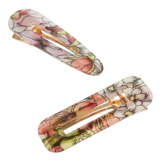 Multicolor Floral Print Hair Clips 2 Pack by World Market