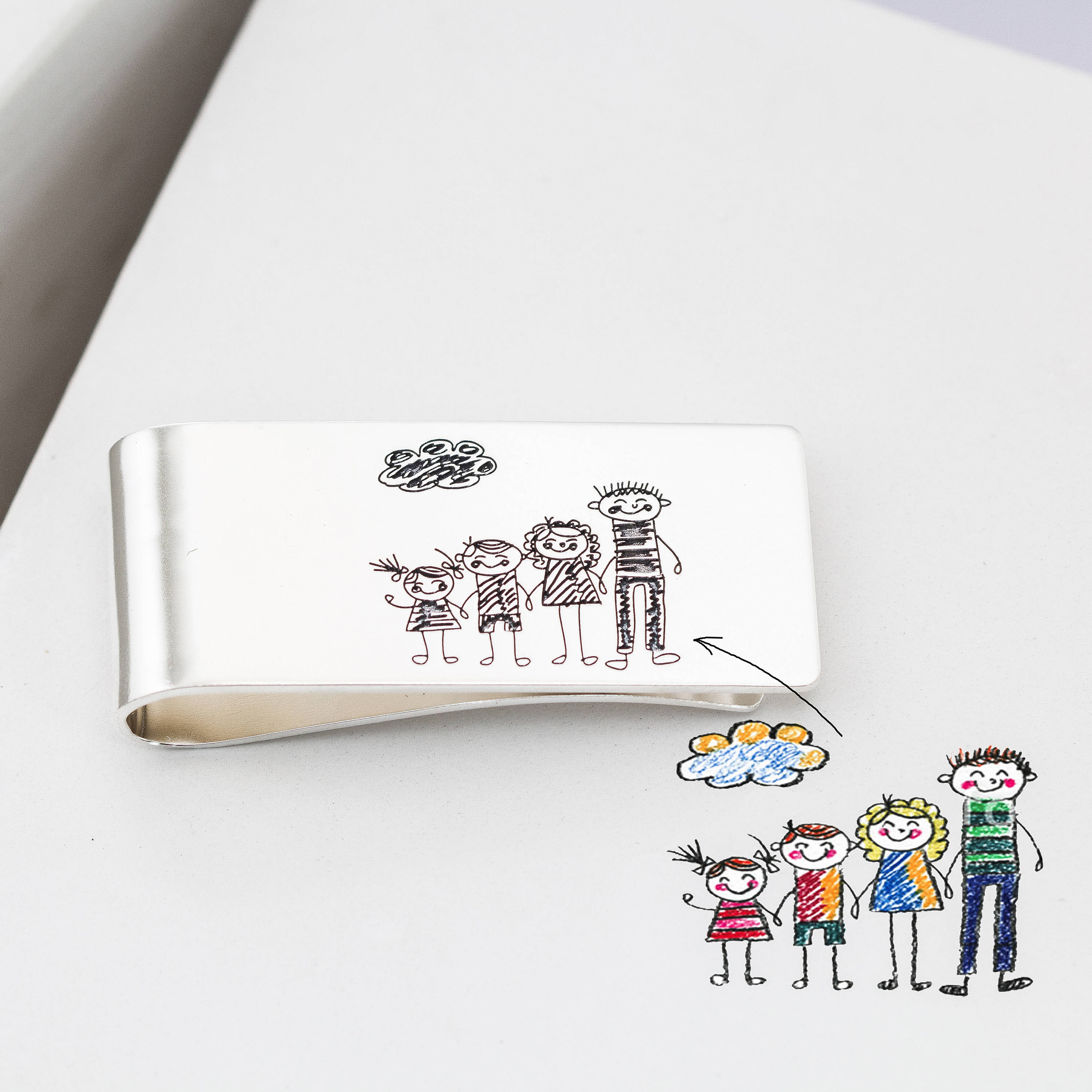 Best Father Gift Custom Kid Drawing Money Clip Personalized Artwork Jewelry Customized Your Kid's Art Gift New Dad cm25
